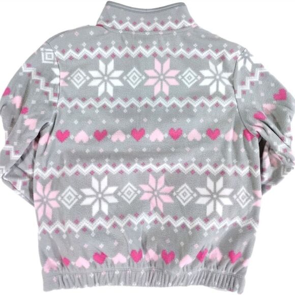 Athletic Works Girls Half Zip Pullover Sweatshirt Grey Hearts - Size Large - Picture 2 of 9
